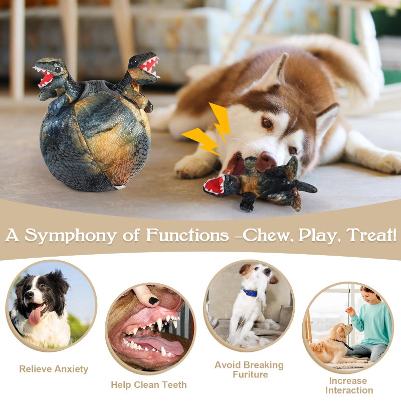 IFOYO Squeaky Dog Toys, Dinosaur Puppy Toys, Plush Interactive Dog Toys for Small Medium Dogs, Enrichment Hide and Seek Dog Toy - Image 4